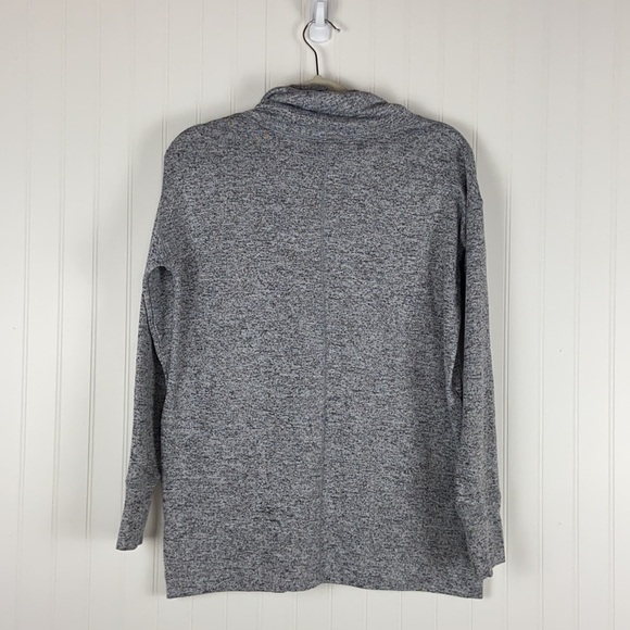 Old Navy Lightweight Cozy Knit Heather Grey Pullover Pocket Cowl Neck Sweatshirt - Picture 2 of 10